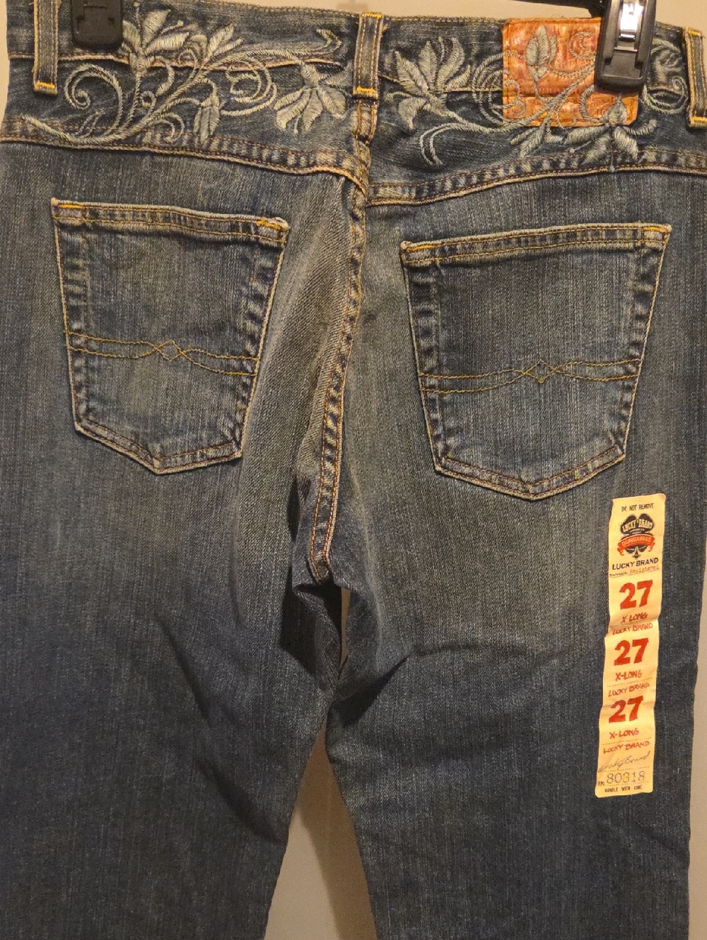 Lucky Brand Denim Jeans with Embroidered Waist. X Long